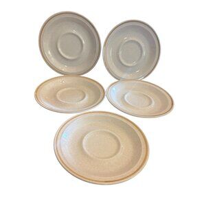 JCPenney Stoneware 5-Piece Saucer Set Dishwasher Safe Beige